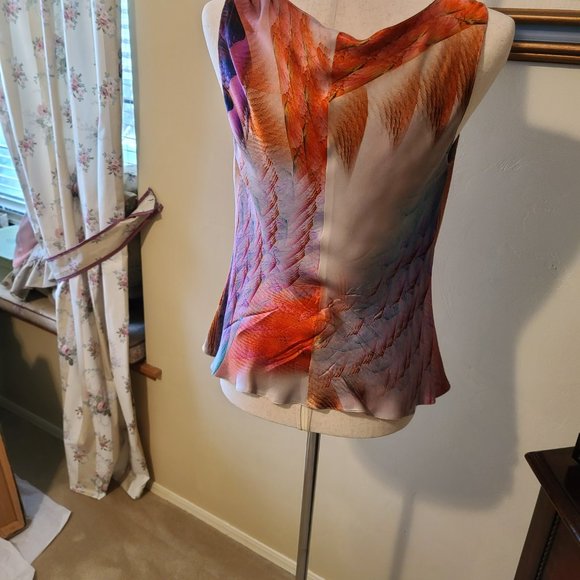 Georgio Armani 100% Silk Cowl Neck Sleeveless Top Size 6 US. Multi-color. - Picture 2 of 7